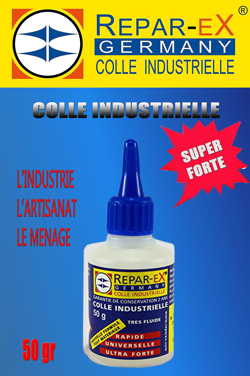 Colle Picture Colle Industrielle REPAR-EX 50g - Collage Professionnel Ultra-Résistant ...